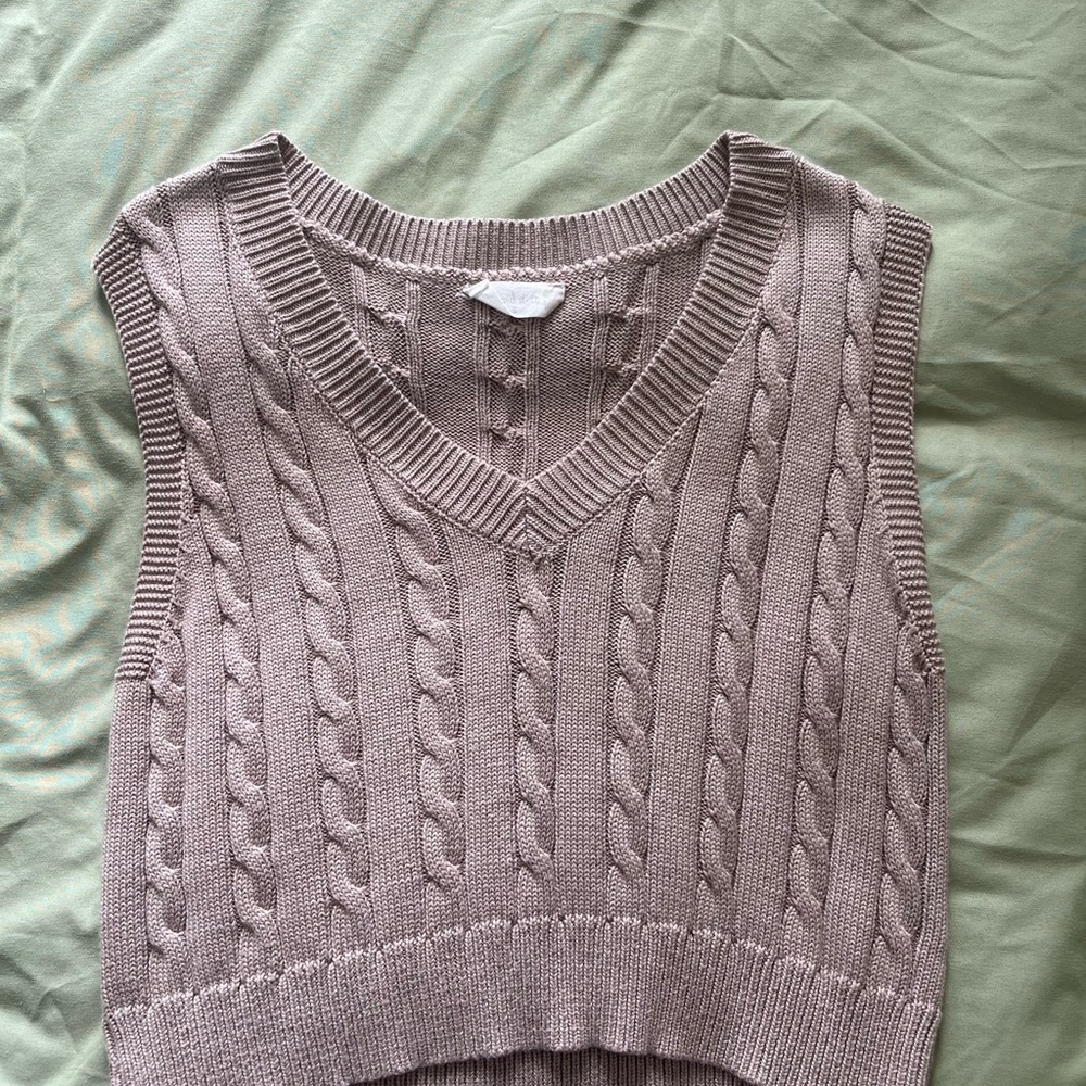 Altar'd State Taupe Cable Knit Crop Top